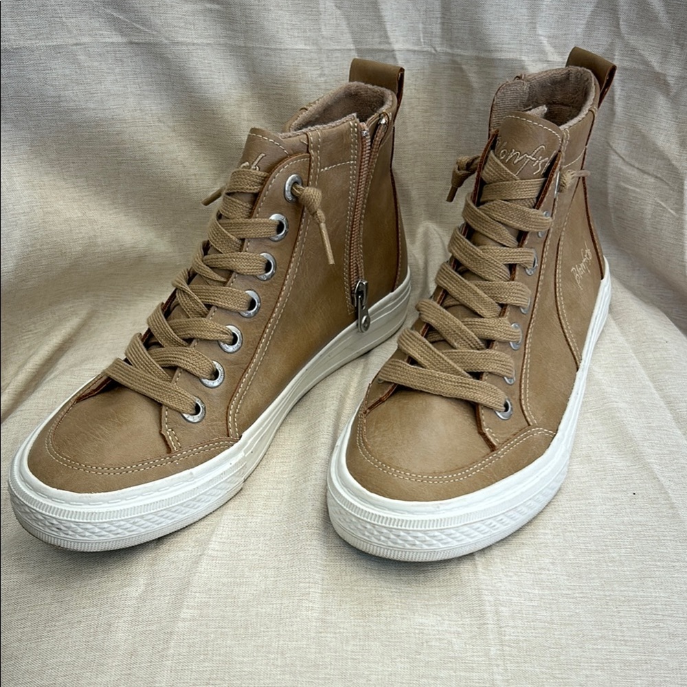 Tan High-Top Sneakers